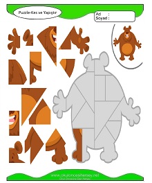 Puzzle Kes Yapıştır Çalışma Sayfaları